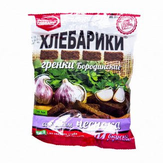 Гренки бородинские со вкусом чеснока ХЛЕБАРИКИ 100г.