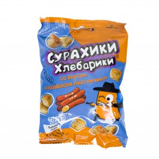 Сухарики хлебные 40г СУРАХИКИ со вкус Охотничьих колбасок